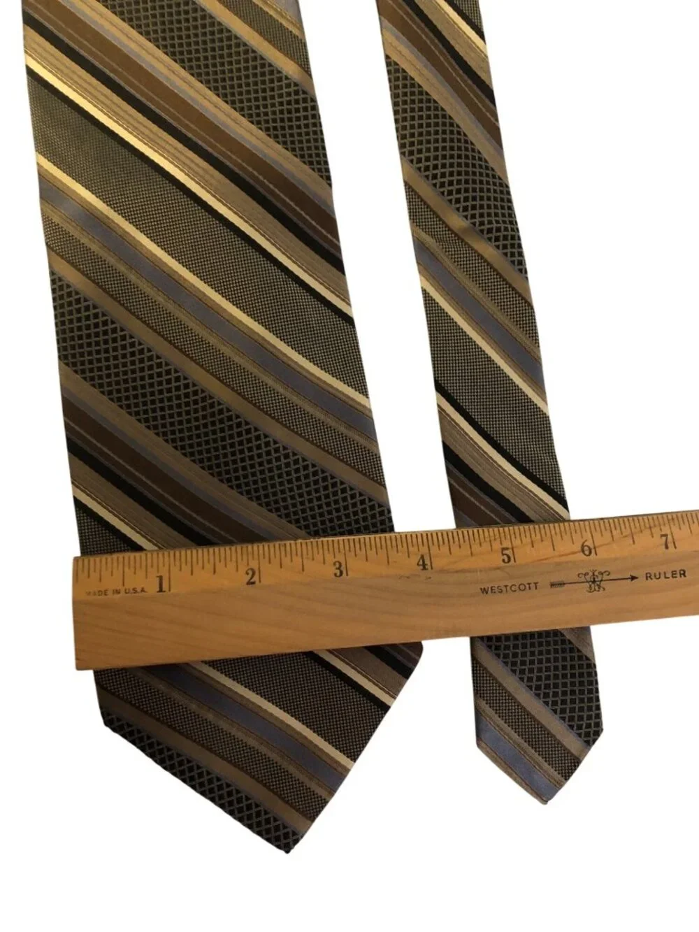 Pronto Uomo Silk Tie Brown Striped Mens Necktie Accessory Office Work Dad Gift